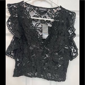 Bebe black lace crop top